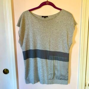 Grey/silver capped sleeve sweater by Lafayette 148 New York, size small.